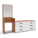 Ver imagem 2 de Cômoda Penteadeira Valência 6 Gavetas Espelho 209x160cm Branco/Freijó 250802