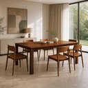 Ver imagem 1 de Mesa de Jantar 6 Lugares 180cm com 06 Cadeiras Madeira Maciça Dunia F06 Rústico Escuro - Lyam