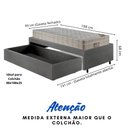 Ver imagem 5 de Base Box Cama Solteiro Sapateira Courino Linho Cinza e Colchão Airtech Ortobom 88x188