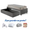 Base Box Cama Solteiro Sapateira Courino Linho Cinza e Colchão Airtech Ortobom 88x188 - 10