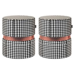 Kit 02 Puffs Bancos Decorativos Redondo Porto 49x43cm Suede Cardan - Abmaza - 1