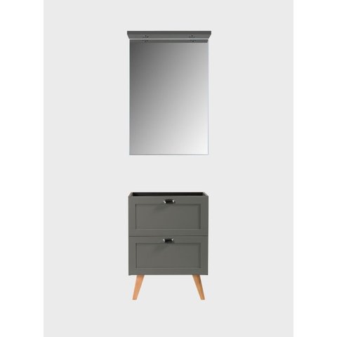 Gabinete para Banheiro e Espelho com LED 60cm Retro MDF Verde Milano - On Móveis