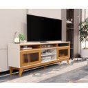 Ver imagem 4 de Rack Vitral para Tvs até 75" Portas em Vidro de Correr Edn Móveis:off White/ Cedro