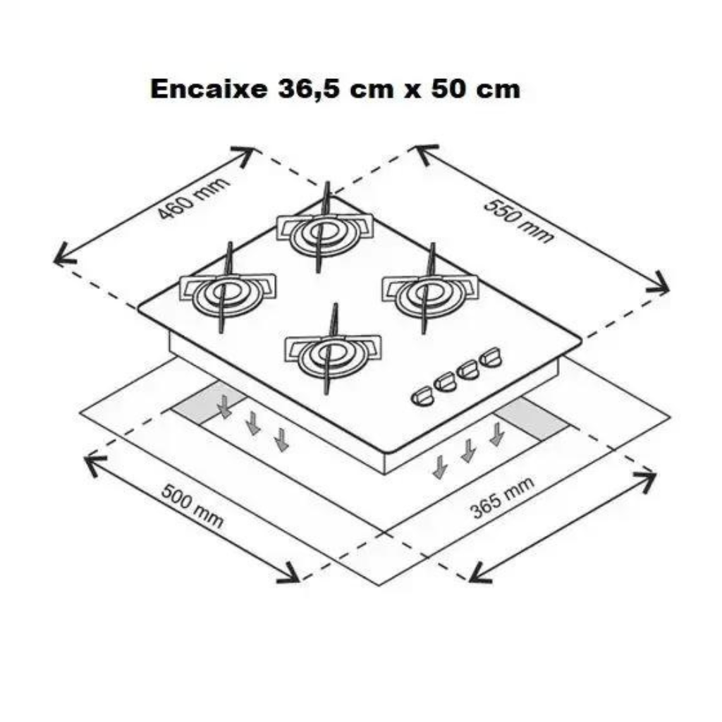 Cooktop 4 Bocas Bivolt Marmore Preto | Chamalux - 3