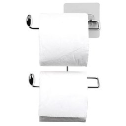 Suporte para Papel Higiênico Duplo Aço Cromado Fixação Adesiva Parede Utimil - 1