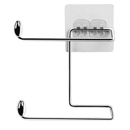 Suporte para Papel Higiênico Duplo Aço Cromado Fixação Adesiva Parede Utimil - 3
