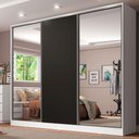 Ver imagem 1 de Guarda-Roupa Casal 100% MDF Madesa Royale 3 Portas de Correr com Espelhos Branco/Preto Cor:Branco/Pr