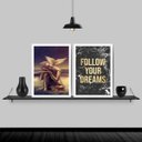 Ver imagem 2 de Kit 2 Quadros Buda Asas Follow Your Dreams 24x18cm:Madeira branca