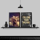 Ver imagem 1 de Kit 2 Quadros Buda Asas Follow Your Dreams 24x18cm:Madeira branca