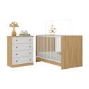 Ver imagem 2 de Berço 3 em 1 para Colchão 130x60cm com Cômoda 4 Gavetas Brisa Multimóveis Mp4743 Madeirado/branco