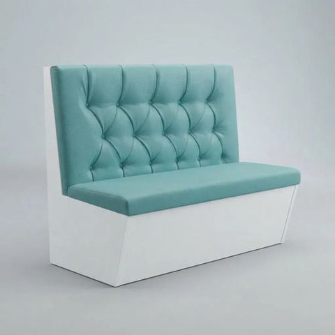 Poltrona Sofá Booth Prime Verde Tiffany e Branco 1.10m