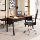 Ver imagem 2 de Mesa Escrivaninha com 135cm Industrial Tampo Chanfrado e Pés Metálicos Executive Nogal e Preto
