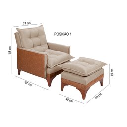 Poltrona Reclinável Munique Linho/courissímo 201/856 - 3