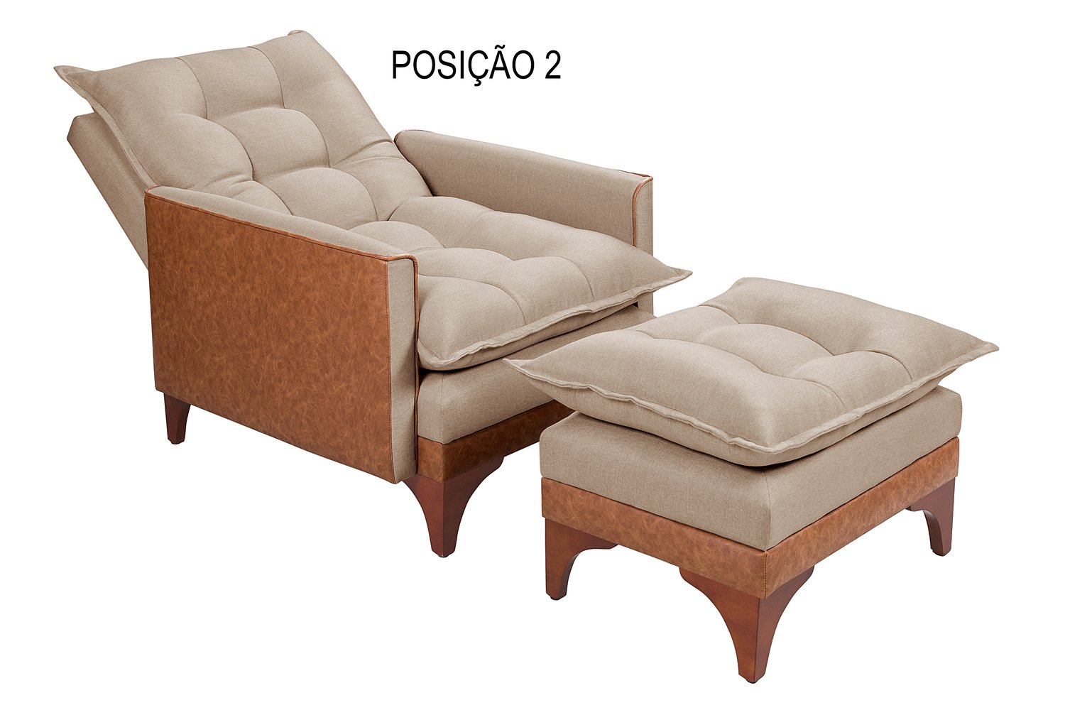 Poltrona Reclinável Munique Linho/courissímo: Cinza Claro201/856 - 4