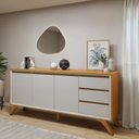 Ver imagem 5 de Buffet Vertex 3 Portas e 3 Gavetas 180 cm Naturalle/Off White - Mavaular