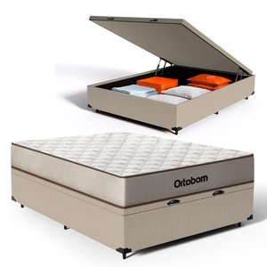 Cama Box Baú com Colchão Espuma D60 Ortobom Force Dream Casal 138cm