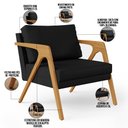 Ver imagem 4 de Poltrona Decorativa Para Sala De Estar Pietra Com Estrutura De Madeira L02 Corano Preto - Lyam