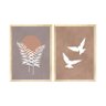 Dupla de Quadros Decorativos Paisagem Pássaro Neutro Sala - 1