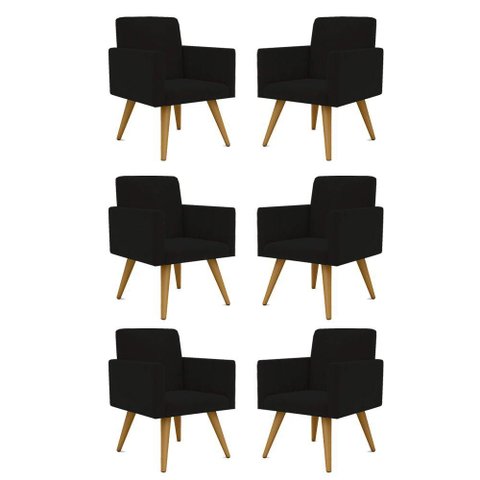 Kit 6 Poltronas + Namoradeira Poltrona Decorativa Preto