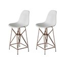 Ver imagem 1 de Kit 2 Banquetas Bistrô Alta Eames Branca Base Ferro Cobre - Cor: Branco