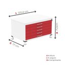 Ver imagem 3 de Mapoteca Mont 5 Gavetas 71,3cm x 120,4cm Aço Branco/Vermelho