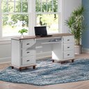 Ver imagem 1 de Escrivaninha 6 Gavetas Suporte de Teclado e Divisor de Ambiente 50606 Linz Móveis