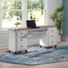 Escrivaninha 6 Gavetas Suporte de Teclado e Divisor de Ambiente 50606 Linz Móveis - Off White/imbuia - 1