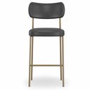 Ver imagem 3 de Kit 2 Banquetas Baixa Sala de Jantar Lisa Pés Champanhe PU Preto m² - Monari Design