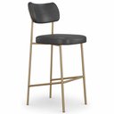 Ver imagem 2 de Kit 2 Banquetas Baixa Sala de Jantar Lisa Pés Champanhe PU Preto m² - Monari Design