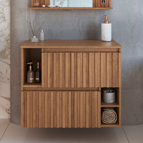 Gabinete Banheiro 75cm para Cuba 2 Portas Tunís Mel F10 - Mpozenato