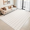 Ver imagem 3 de Tapete Sala Quarto Xadrez Terroso Decorativo Antiderrapante 2,00m X 3,00m Moderno Bege