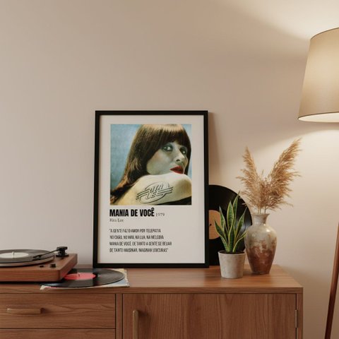 Quadro Decorativo Música Mania de Você 24x18cm Mold Preta Vidro