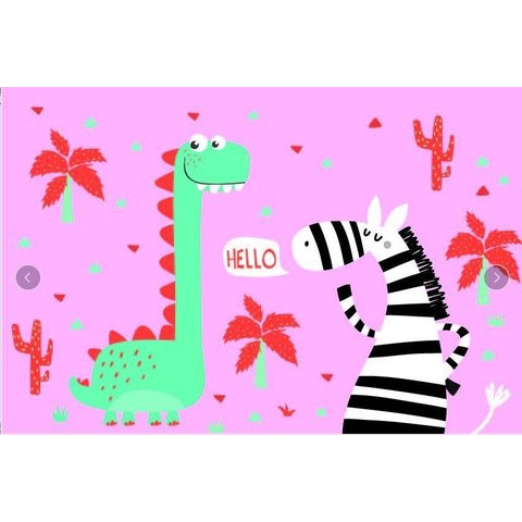 Tapete Infantil Emborrachado Antiderrapante 100x140cm Dino Rosa
