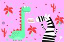 Ver imagem 1 de Tapete Infantil Emborrachado Antiderrapante 100x140cm Dino Rosa