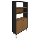 Ver imagem 1 de Estante Livreiro Decorativa 2 Portas Industrial Lit A06 Freijó/preto - Mpozenato
