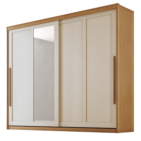 Guarda Roupas Casal 2 Portas de Correr com Espelho 100% Mdf 6 Gavetas Firenze