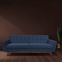 Ver imagem 2 de Sofá 3 Lugares 210cm Miami Base Madeira Veludo Azul Escuro - Nexta Casa