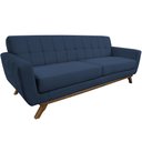 Ver imagem 1 de Sofá 3 Lugares 210cm Miami Base Madeira Veludo Azul Escuro - Nexta Casa