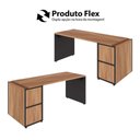 Ver imagem 7 de Mesa Escrivaninha 1,70m Pé Painel C/ 2 Armários Aéreos F5 Cor:nogal com Preto