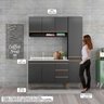 Cozinha Planejada com Balcão Pia Compacta para Kitnet 160x202cm 3 Peças Mdp Preto Menu - 2