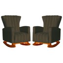 Ver imagem 1 de Conjunto 2 Poltronas Estofadas de Balanço Melinda Suede Marrom - LM DECOR