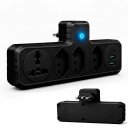Ver imagem 1 de Filtro de Linha Benjamin Adaptador Universal 2 Usb Rapido 1 Tipo C com Tomada Internacional e 3 Toma
