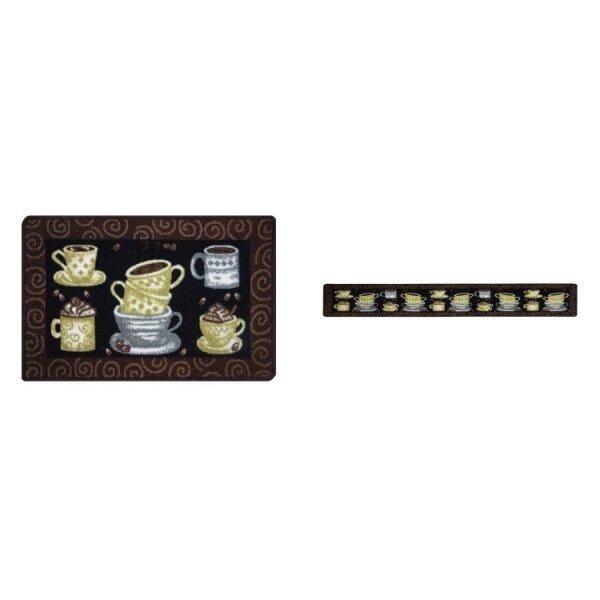Conjunto 2 Peças Tapete para Cozinha Boucle Elegance xícaras 45cm x 65cm e 45cm x 1,80M Niazitex - 1