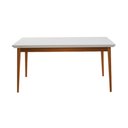 Ver imagem 1 de Mesa Onix 220cm Vidro Off-White com Pes Madeira Macica para Sala de Jantar Design Moderno - Mel