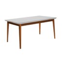 Ver imagem 2 de Mesa Onix 220cm Vidro Off-White com Pes Madeira Macica para Sala de Jantar Design Moderno - Mel
