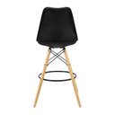 Ver imagem 2 de Kit 4 Banquetas Saarinen Pretas Base Madeira Apoio de Pés Bar Bancada Bistrô Cozinha - La Mobilia