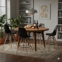 Ver imagem 5 de Kit 4 Banquetas Saarinen Pretas Base Madeira Apoio de Pés Bar Bancada Bistrô Cozinha - La Mobilia