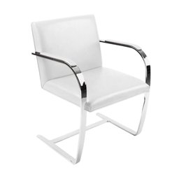 Kit 4 Cadeiras Brno Couro Natural Branco Barra Chata Cromada - 2