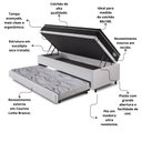 Ver imagem 5 de Bicama Box Baú Solteiro Courino Linho Branco 88x188 com Colchão Gransleep Molas Verticoil Ecoflex