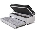 Ver imagem 4 de Bicama Box Baú Solteiro Courino Linho Branco 88x188 com Colchão Gransleep Molas Verticoil Ecoflex